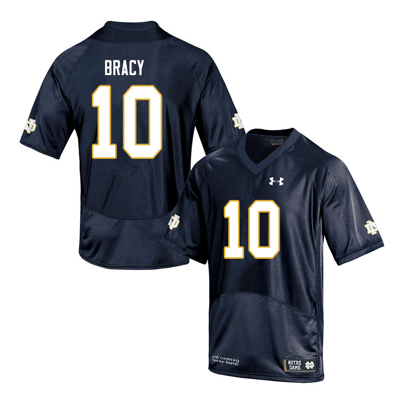 Men's NCAA Notre Dame Fighting Irish #10 TaRiq Bracy Stitched College Under Armour Authentic Navy Football Jersey TG10Q72QA